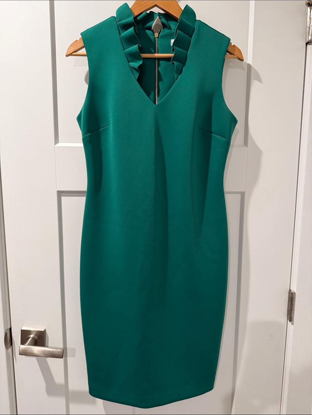 Calvin Klein Emerald Green Sleeveless V-Neck Midi Dress
